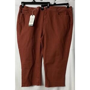 NWT Fat Face UK Hamble Capri‎ Womens Rust Brown Stretch Jeans Denim Plus US 20R